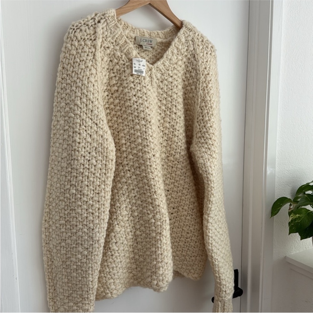 NWT J. Crew 100% Wool Handknit Fisherman Sweater - Picture 6 of 13